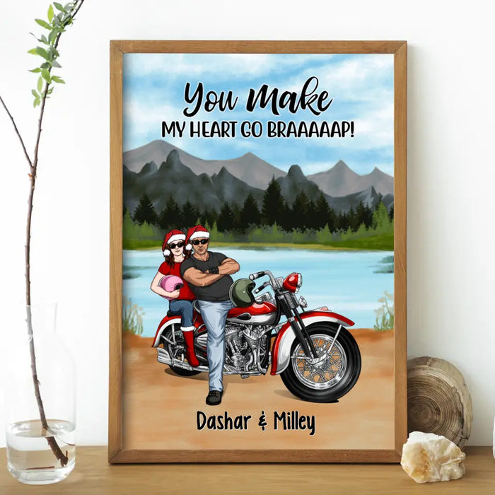 Personalized Canvas/Poster, Riding Partners For Life - Motorcycle Couple Front View, Gift For Motorcycle Lovers