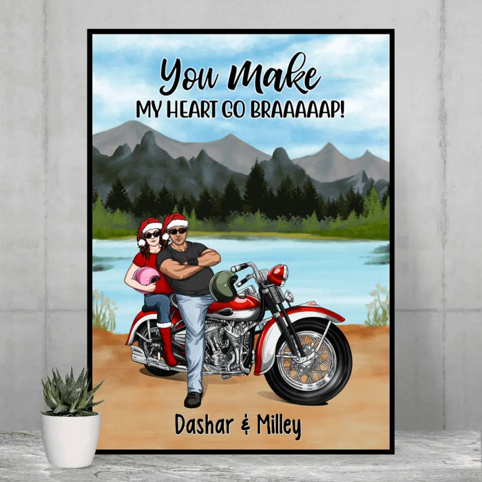 Personalized Canvas/Poster, Riding Partners For Life - Motorcycle Couple Front View, Gift For Motorcycle Lovers