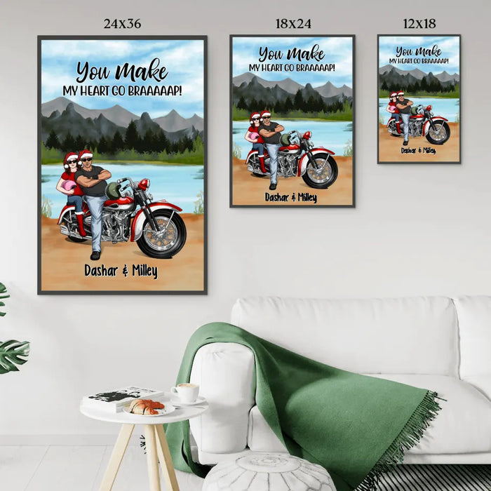 Personalized Canvas/Poster, Riding Partners For Life - Motorcycle Couple Front View, Gift For Motorcycle Lovers