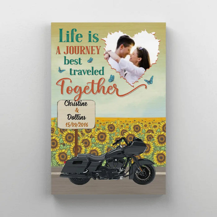 Personalized Canvas/Poster, Life Is A Journey Best Traveled Together, Photo Upload Gifts, Gifts For Riding Couples
