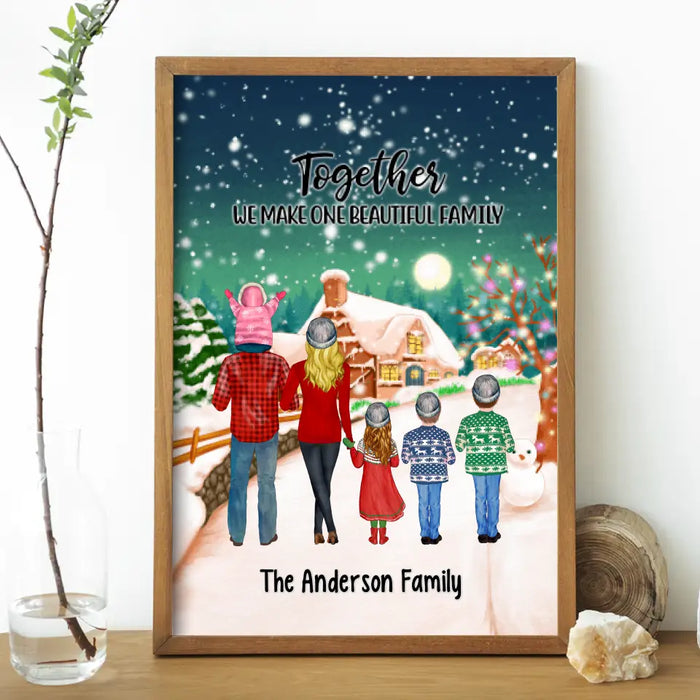 Personalized Canvas/Poster, Christmas Family Standing, Christmas Gift For Family