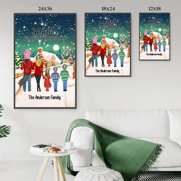 Personalized Canvas/Poster, Christmas Family Standing, Christmas Gift For Family