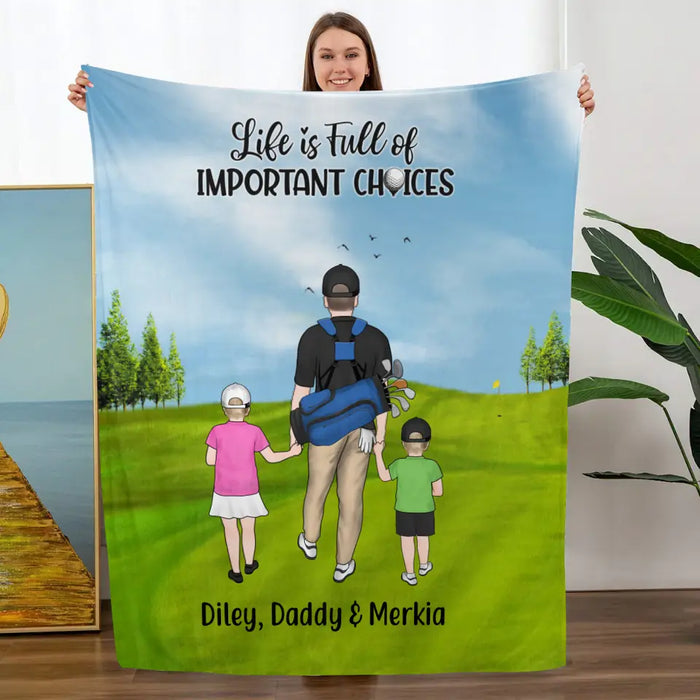 Personalized Blanket, Parents And Kids Golf Partners, Gift For Family And Golf Lovers