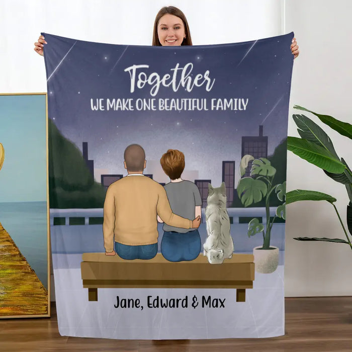 Personalized Blanket, Family Sitting Together, Gift for Whole Family