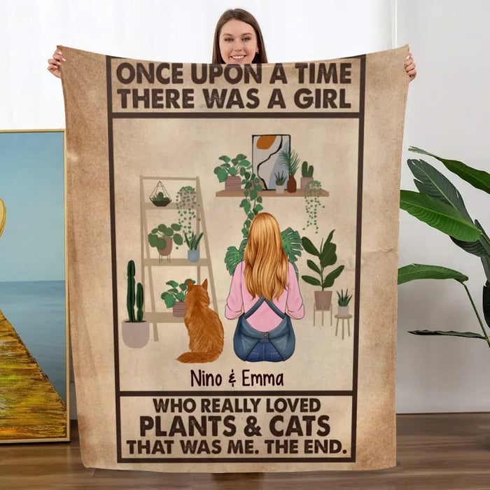 Personalized Blanket, A Girl Who Really Loved Plants And Cats, Gift For Gardeners And Cat Lovers