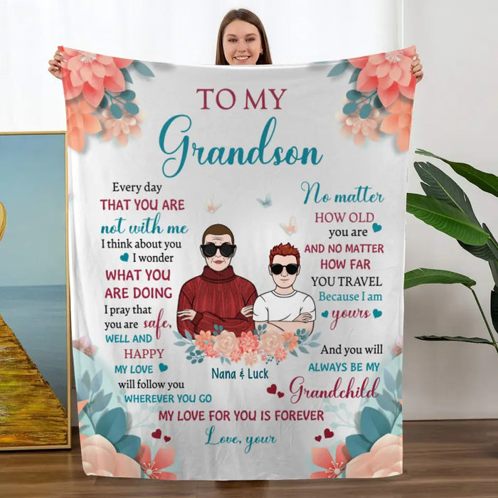 To My Grandson/Granddaughter from Grandma - Personalized Gifts Custom Blanket for Grandson, for Granddaughter