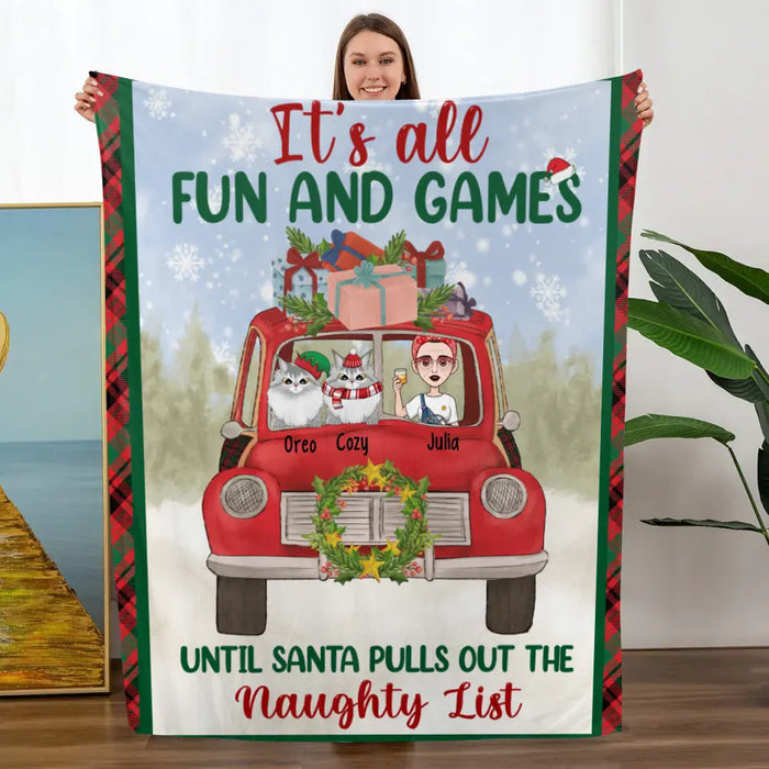 It's All Fun and Games - Christmas Personalized Gifts Custom Blanket for Cat Mom, Cat Lovers