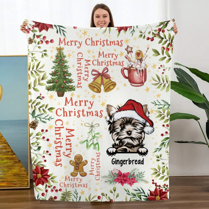 Personalized Christmas Gift For Dog Lovers, Xmas Dog Blanket