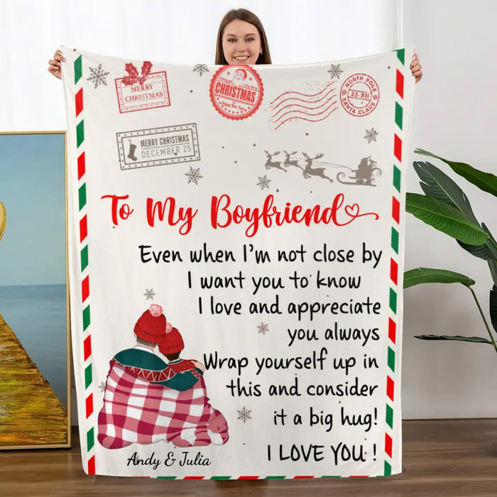 Personalized Blanket, To My Boyfriend Letter, Christmas Gift For Boyfriend, Gift For Him, Couple
