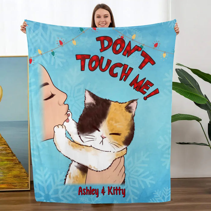 Personalized Blanket, Cat No Kisses, Christmas Gift For Cat Lovers