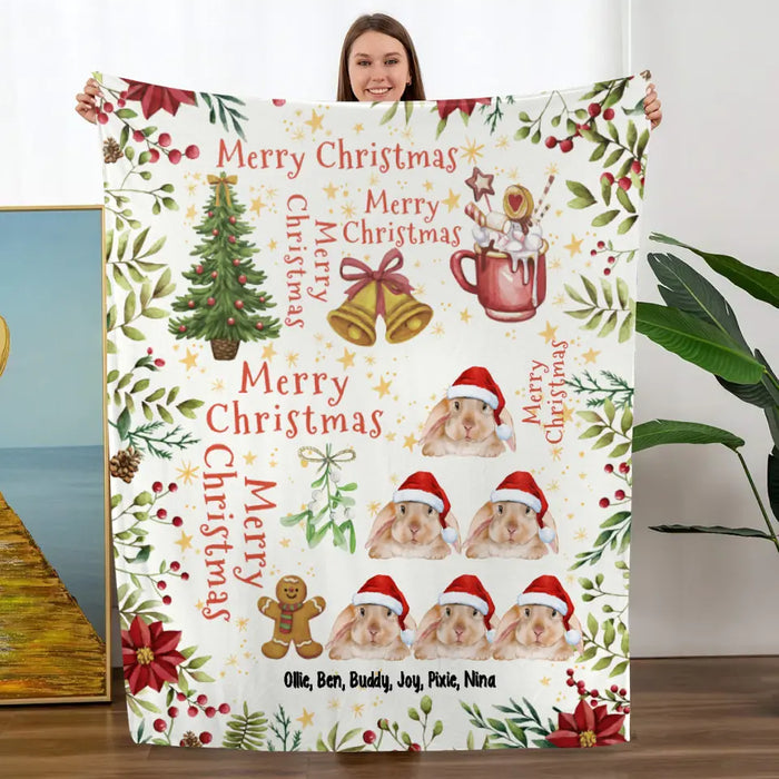 Personalized Blanket, Merry Christmas, Bunny Christmas Tree, Chrtistmas Gift For Bunny Lovers