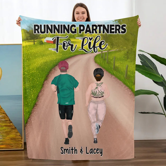 Personalized Blanket, Running Partners For Life, Gift For Running Couple And Friends
