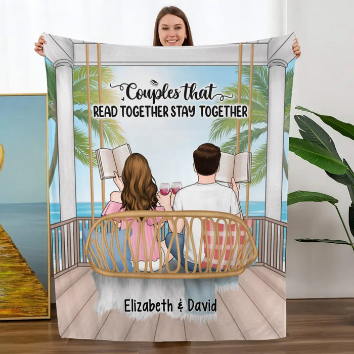 Reading Book On Swing - Personalized Blanket For Couples, For Friends, Book