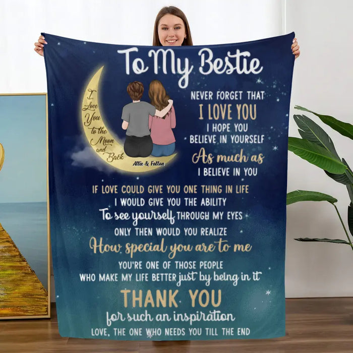 I Love You To The Moon And Back - Personalized Blanket For Friends, For Her