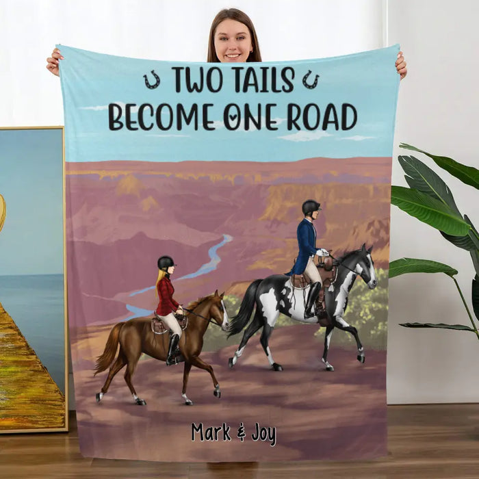 Two Tails Become One Road - Personalized Blanket For Couples, For Friends, Horse Lovers
