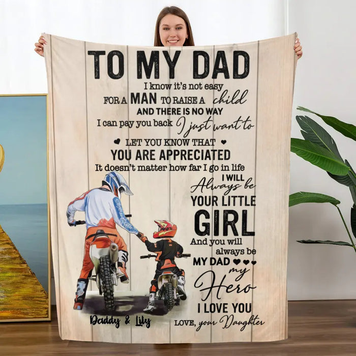 To My Dad - Personalized Blanket For Dad, Motorcycle Lovers