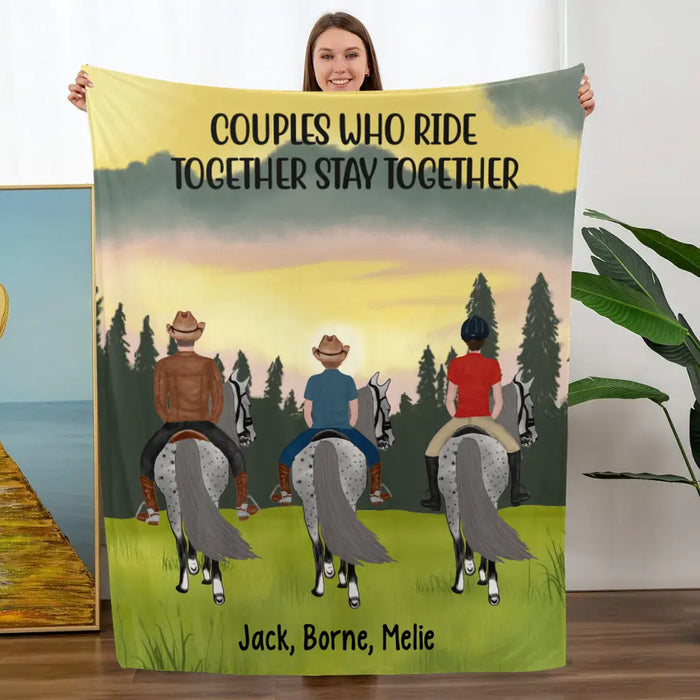 Horse Riding With Kids - Personalized Blanket For For Kids, Family, Horseback Riding