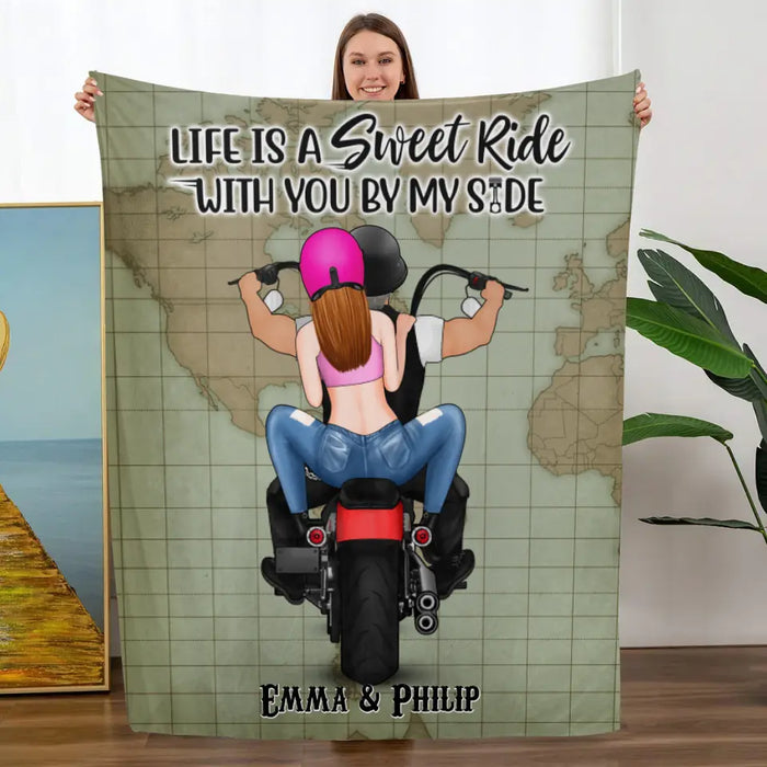 Life Is A Sweet Ride - Personalized Blanket For Couples, Him, Her, Motorcycle Lovers