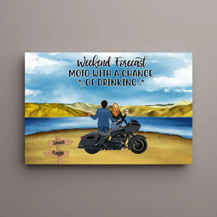 That's What I Do, I Ride, I Drink, and I Know Things - Personalized Gifts Custom Biker Canvas for Couples, Motorcycle Lovers