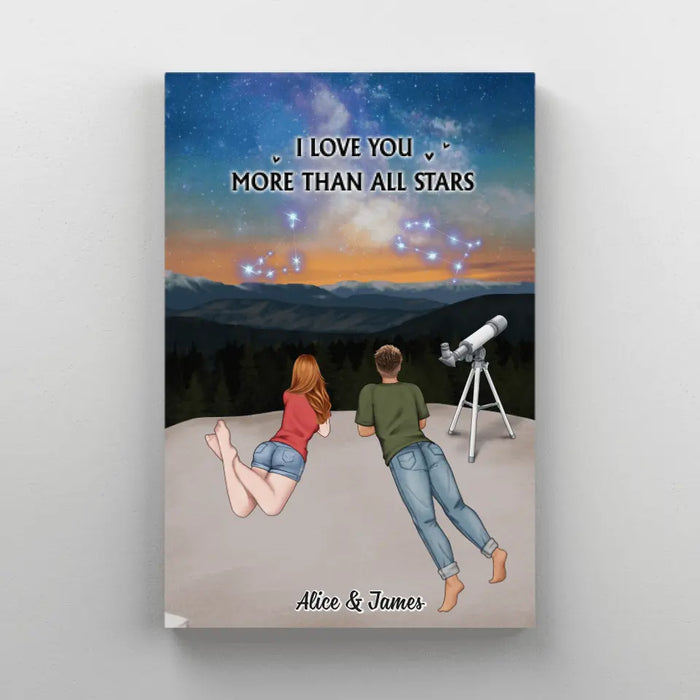 I Love You More Than All Stars - Personalized Gifts Custom Astronomy Canvas for Family, Couples, and Astronomy Lovers