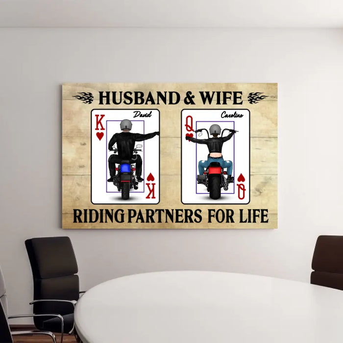 Riding Partners for Life - Personalized Gifts for Custom Motorcycle Canvas for Couples, Motorcycle Lovers