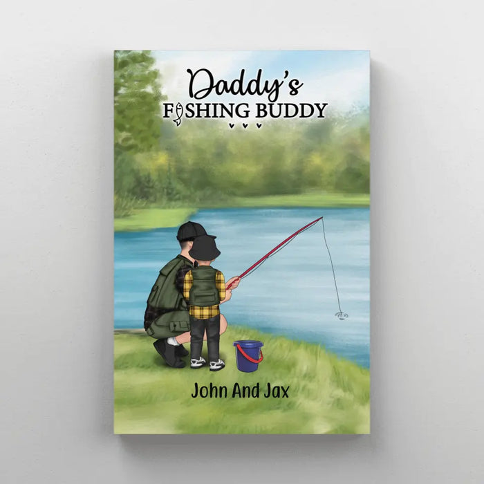 Daddy's Fishing Buddy - Father's Day Personalized Gifts Custom Go Fishing Canvas for Dad, Go Fishing Lovers