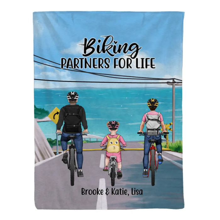 Biking Partners for Life - Personalized Gifts Custom Biking Blanket for Family, Couples, Biking Lovers