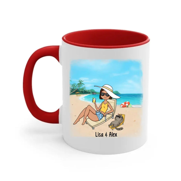 Every Summer Has Its Own Story - Personalized Gifts Custom Beach Mug for Cat Mom, for Cat Dad, Beach Lovers