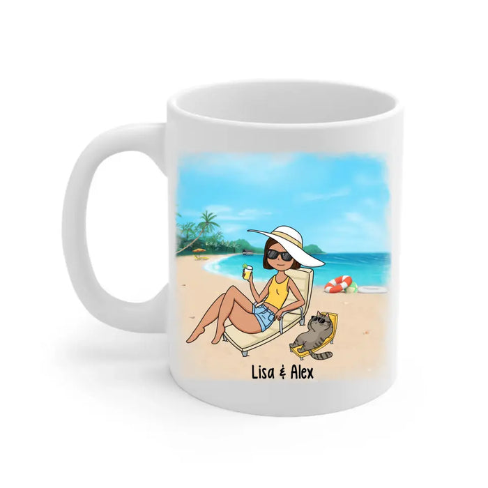 Every Summer Has Its Own Story - Personalized Gifts Custom Beach Mug for Cat Mom, for Cat Dad, Beach Lovers