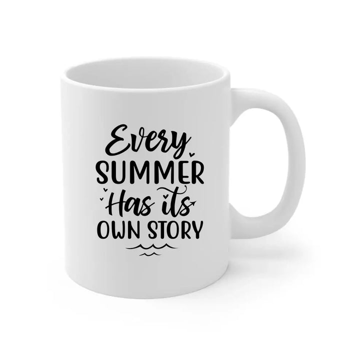 Every Summer Has Its Own Story - Personalized Gifts Custom Beach Mug for Cat Mom, for Cat Dad, Beach Lovers