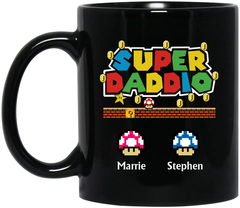 Super Daddio Funny Dad - Personalized Gifts Custom Mushroom Mug for Dad, Father's Day Gifts