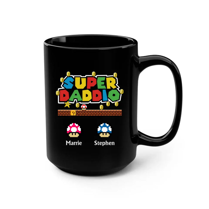 Super Daddio Funny Dad - Personalized Gifts Custom Mushroom Mug for Dad, Father's Day Gifts