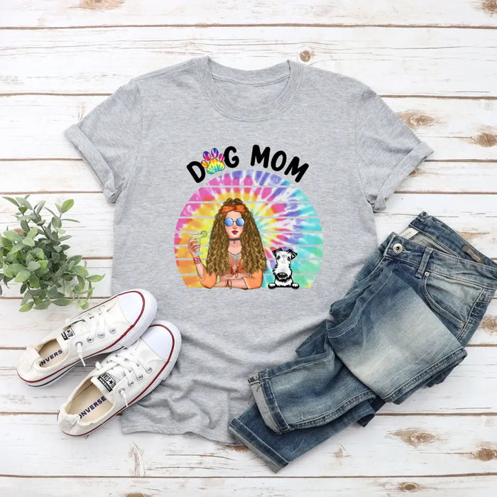 Dog Mom - Personalized Gifts for Custom Dog Shirt, Dog Mom, and Dog - Hippie Gifts