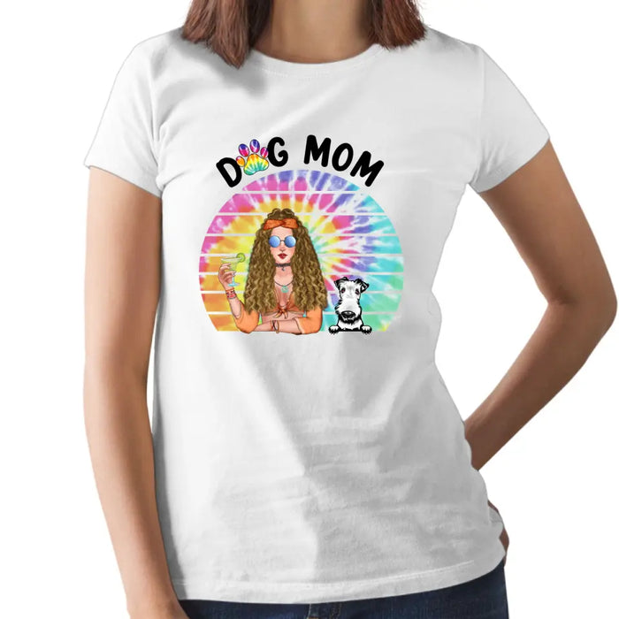 Dog Mom - Personalized Gifts for Custom Dog Shirt, Dog Mom, and Dog - Hippie Gifts