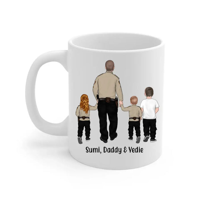 Daddy Is My Hero - Personalized Gifts Custom Police Officer Mug For Mom Or Dad, Police Officer Gifts