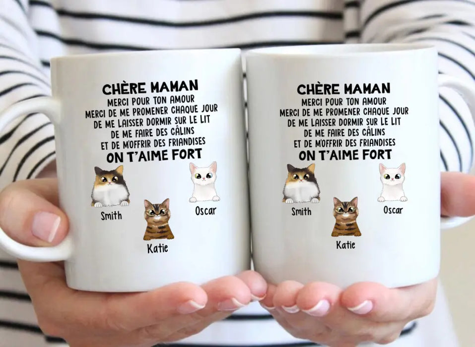 Chère Maman On T'aime Fort  - Personalized Mug For Cat Lovers, For Cat Mom