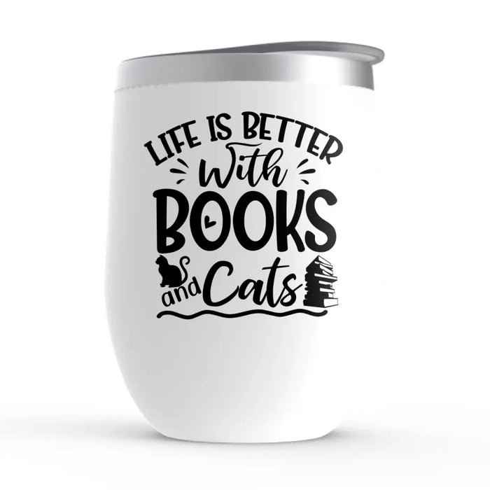 Tumbler 20oz Cats & Bookslife is Good 