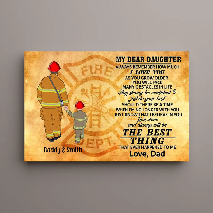 Always Remember How Much I Love You As You Grow Older - Personalized Gifts, Custom Firefighter Canvas for Son or Daughter From Dad