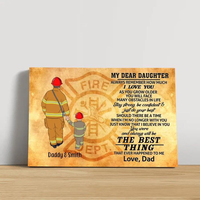 Always Remember How Much I Love You As You Grow Older - Personalized Gifts, Custom Firefighter Canvas for Son or Daughter From Dad