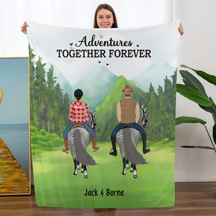 Adventures Together Forever - Personalized Gifts Custom Horse Blanket for Families and Couples, Horse Riding Lovers