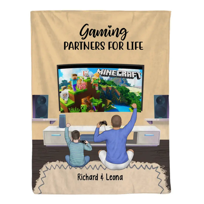 Gaming Partners for Life - Personalized Gifts Custom Game Blanket for Couples, for Her, for Him, Game Lovers