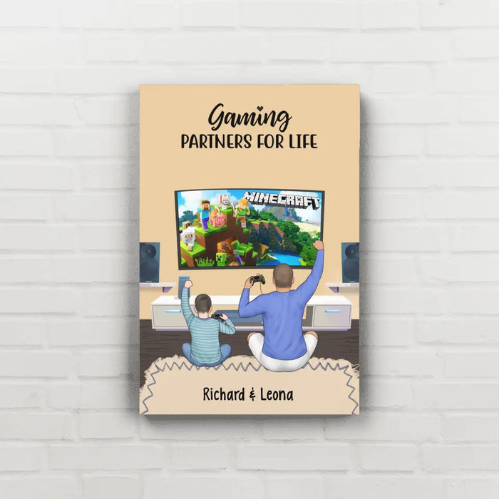 Gaming Partners for Life Father and Son - Personalized Gifts Custom Gaming Canvas for Dad, Gaming Lovers