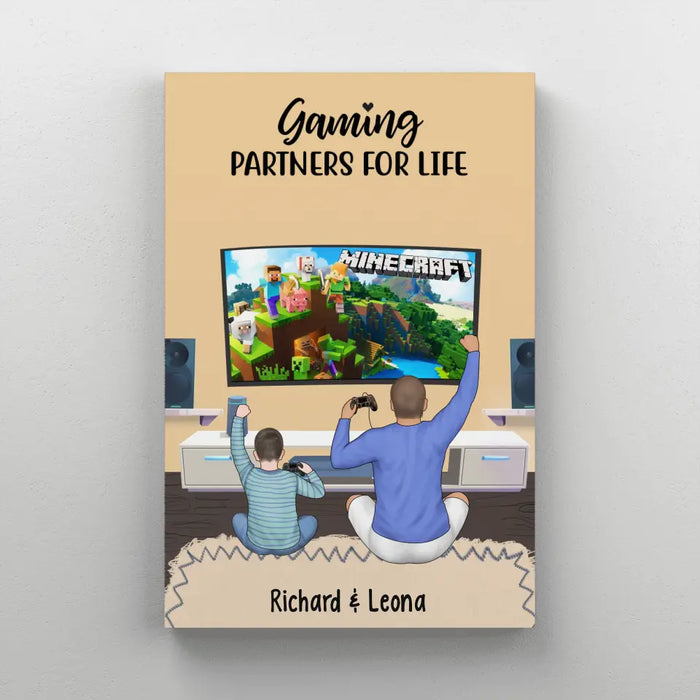 Gaming Partners for Life Father and Son - Personalized Gifts Custom Gaming Canvas for Dad, Gaming Lovers