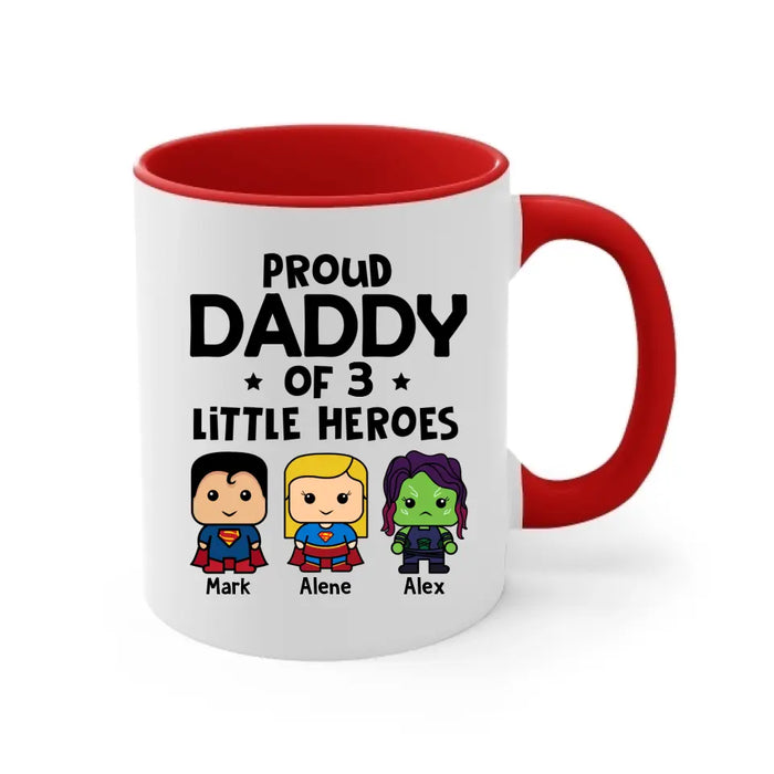 Proud Daddy of Little Heroes - Father's Day Personalized Gifts Custom Mug for Dad, Superhero Lovers