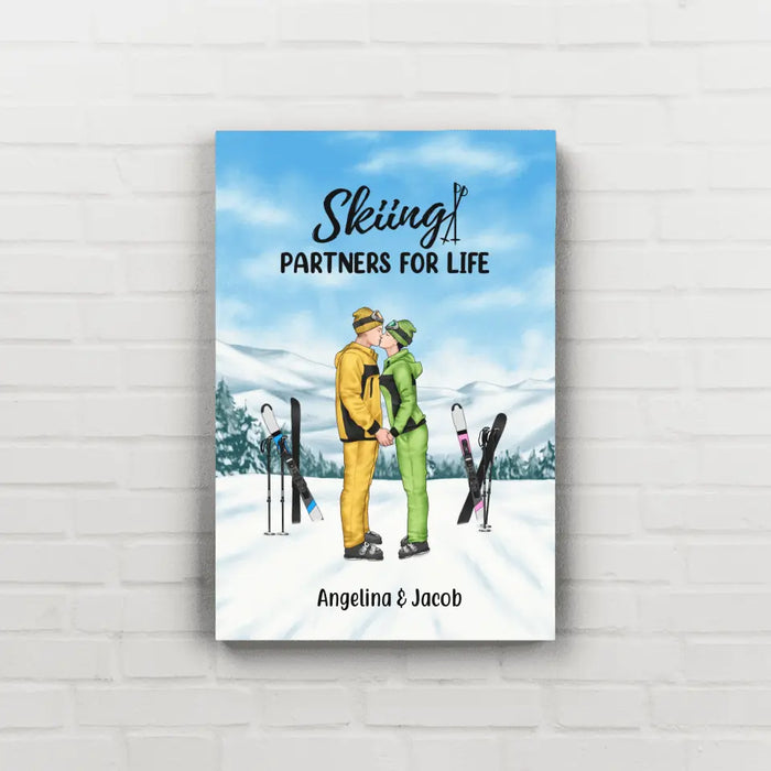 Skiing Partners For Life - Personalized Gifts Custom Canvas For Couples, Skiing Lovers