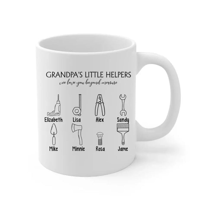 Grandpa's Little Helpers We Love You Beyond Measure - Personalized Gifts Custom Mug for Grandpa, Father's Day Gifts