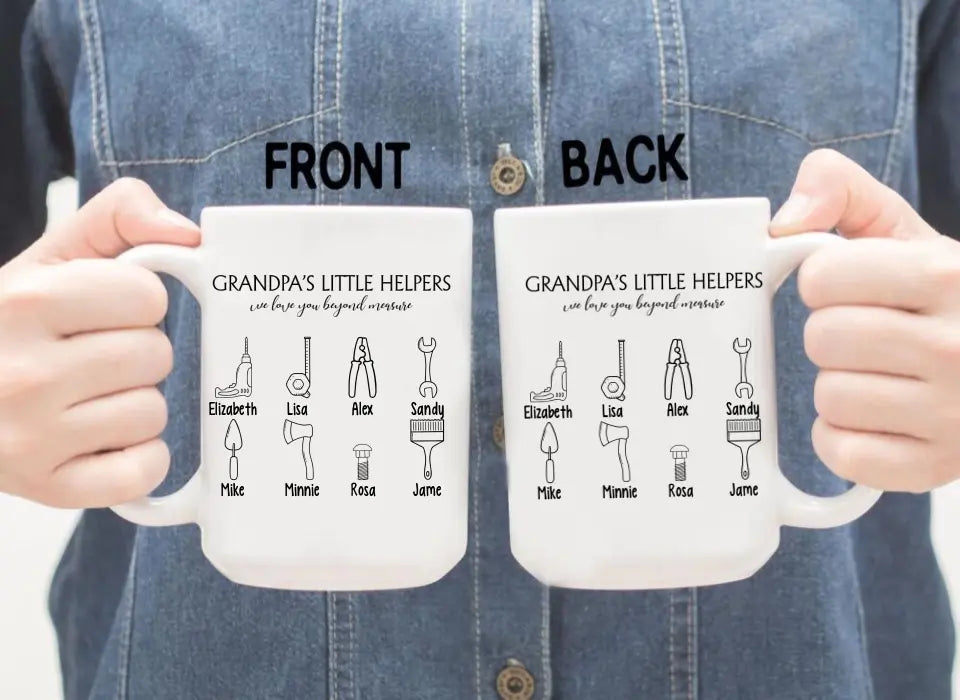 Grandpa's Little Helpers We Love You Beyond Measure - Personalized Gifts Custom Mug for Grandpa, Father's Day Gifts