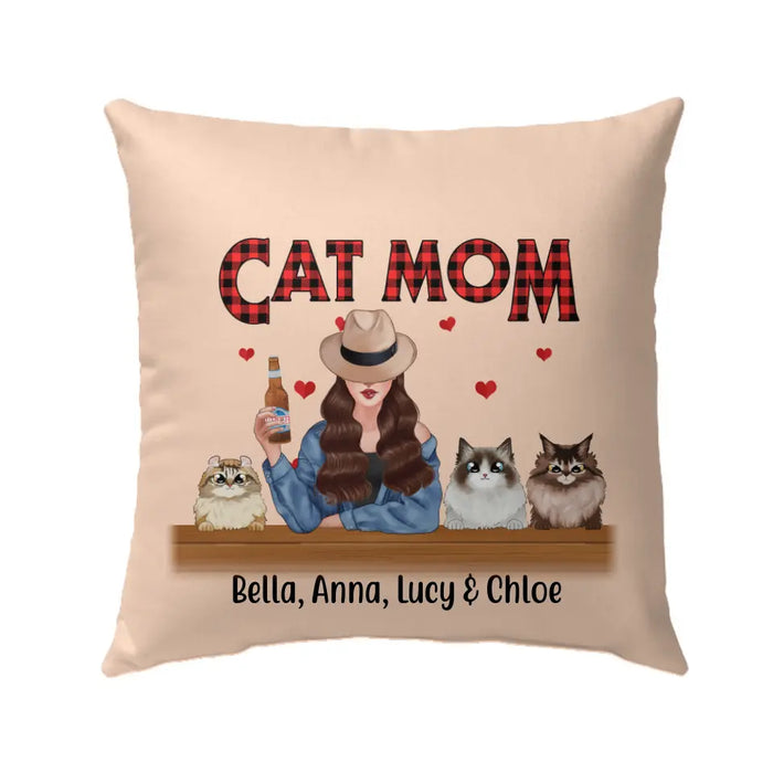 Personalized Pillow, Cat Mom, Custom Gift For Cat Lovers