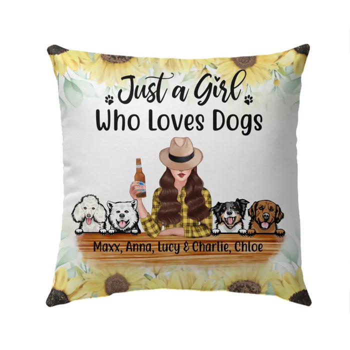 Personalized Pillow, Up To 4 Dogs, Just A Girl Who Loves Dogs, Gift For Dog Lovers