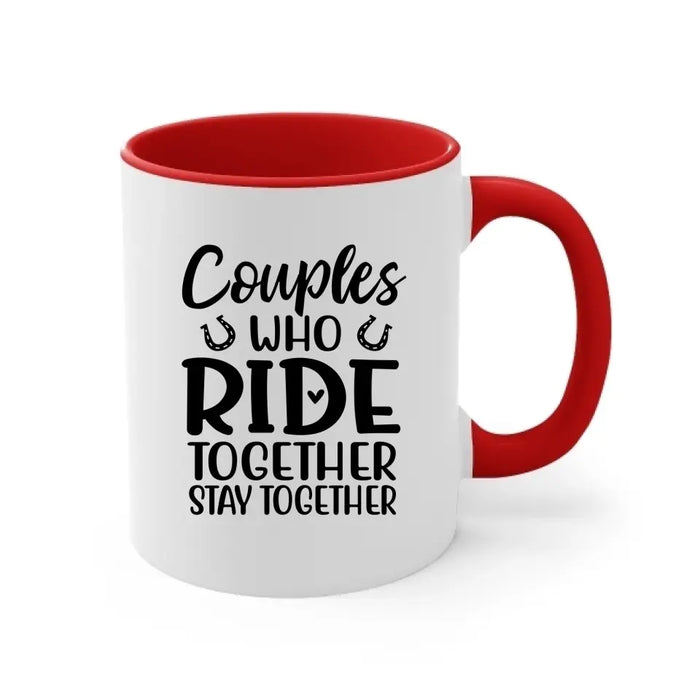 Couples Who Ride Together Stay Together - Personalized Gifts Custom Horse Riding Mug for Couples, Horse Riding